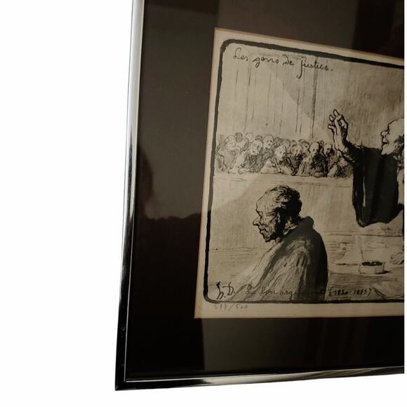 Antique Honore Daumier Signed Framed Lithograph Le Bon Argument 1850s 287/500 - Picture 3 of 12